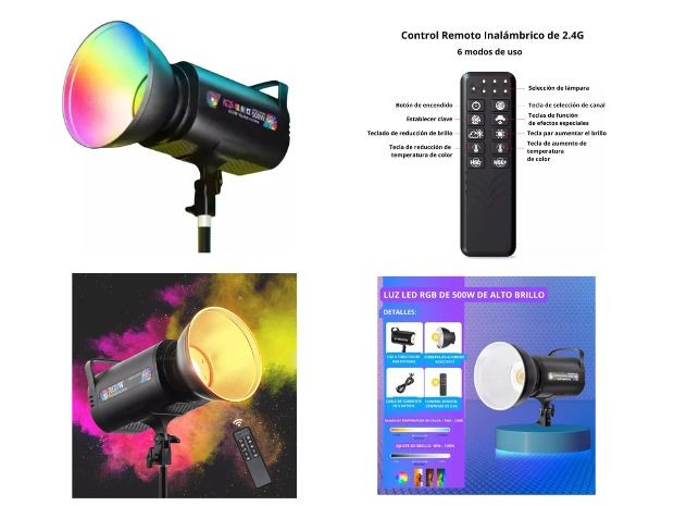 &u+ PANEL LED RGB 500W ALUMINIO (8518)